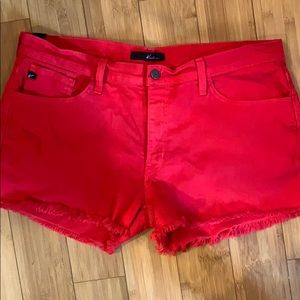 Red jean shorts
